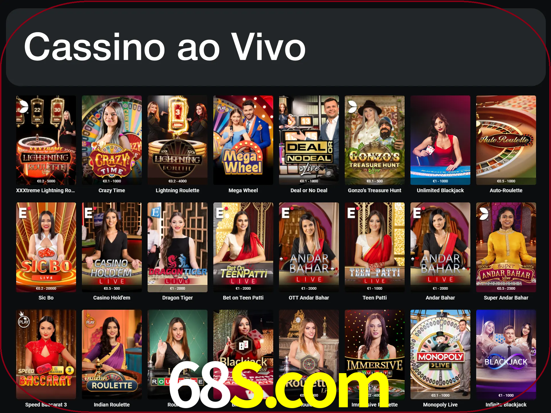 Jogue jogos de cassino com um verdadeiro dealer.